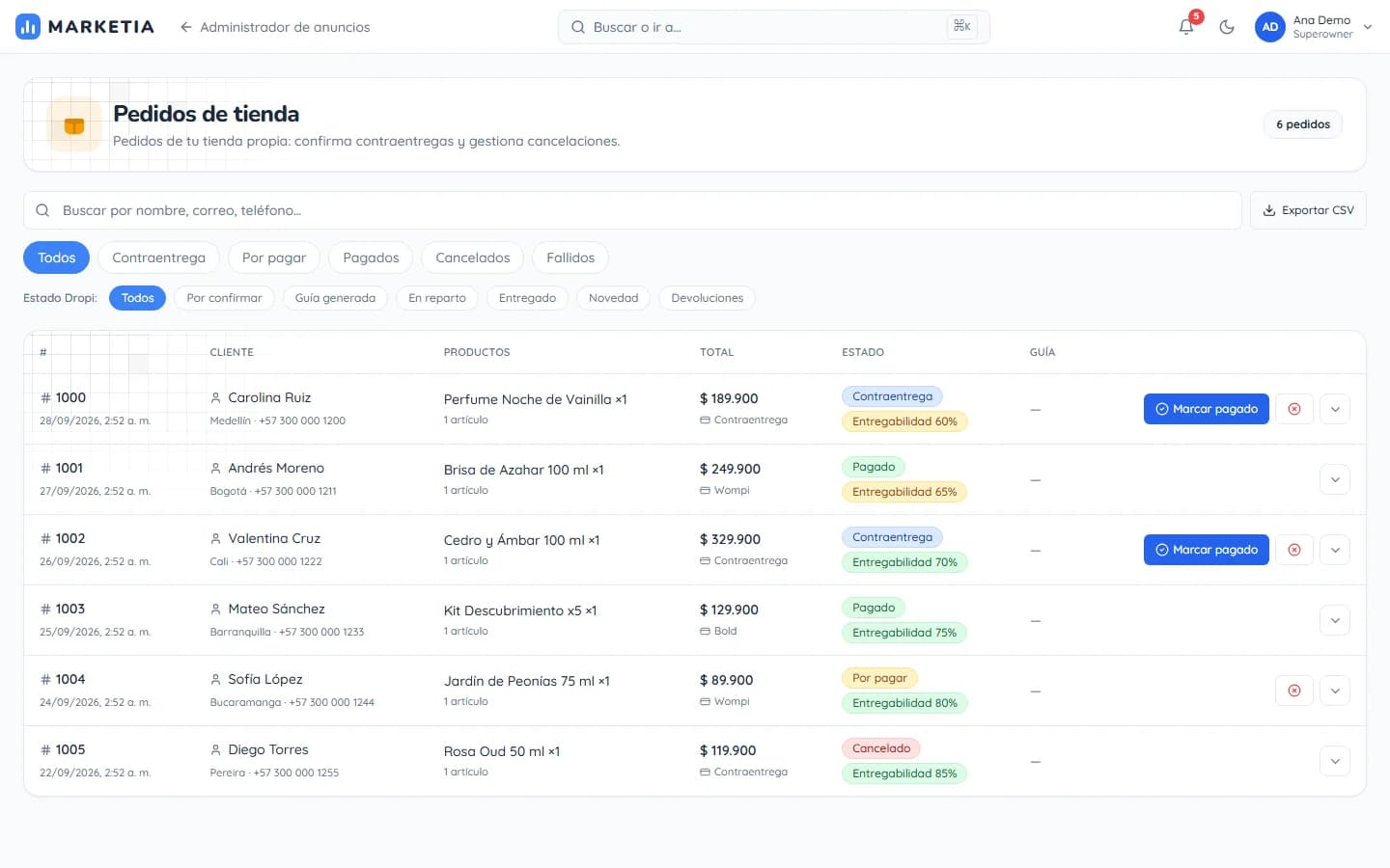 Store orders — Own-store orders: cash-on-delivery and online payments, confirmation and cancellations.