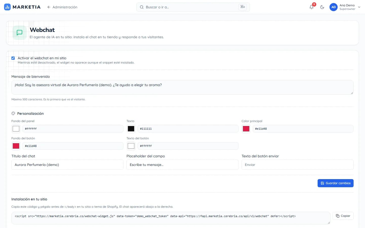 Webchat — The AI agent as a chat widget on the store website.